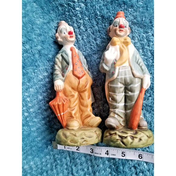 Set Of 2 Vintage Art Mark Porcelain Clown Figurines - Picture 12 of 13